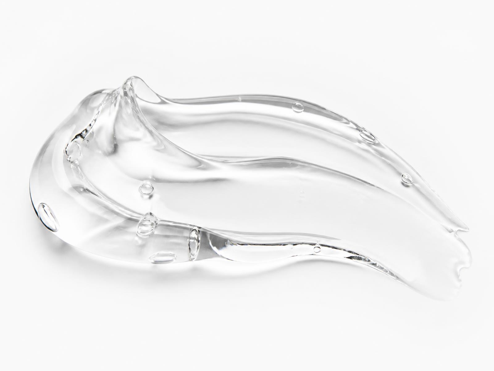 Placeholder: macro of a clear neutralised carbomer gel swatch